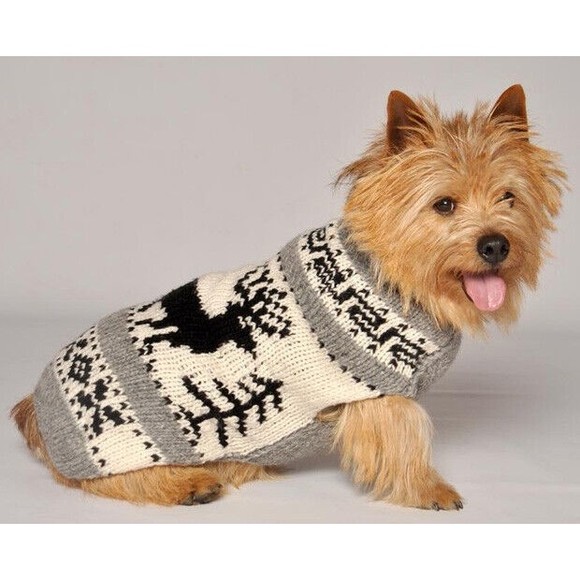 Chilly Dog Reindeer Shawl Wool Dog Winter Sweater Sizes XXS-XXXL - Picture 1 of 3